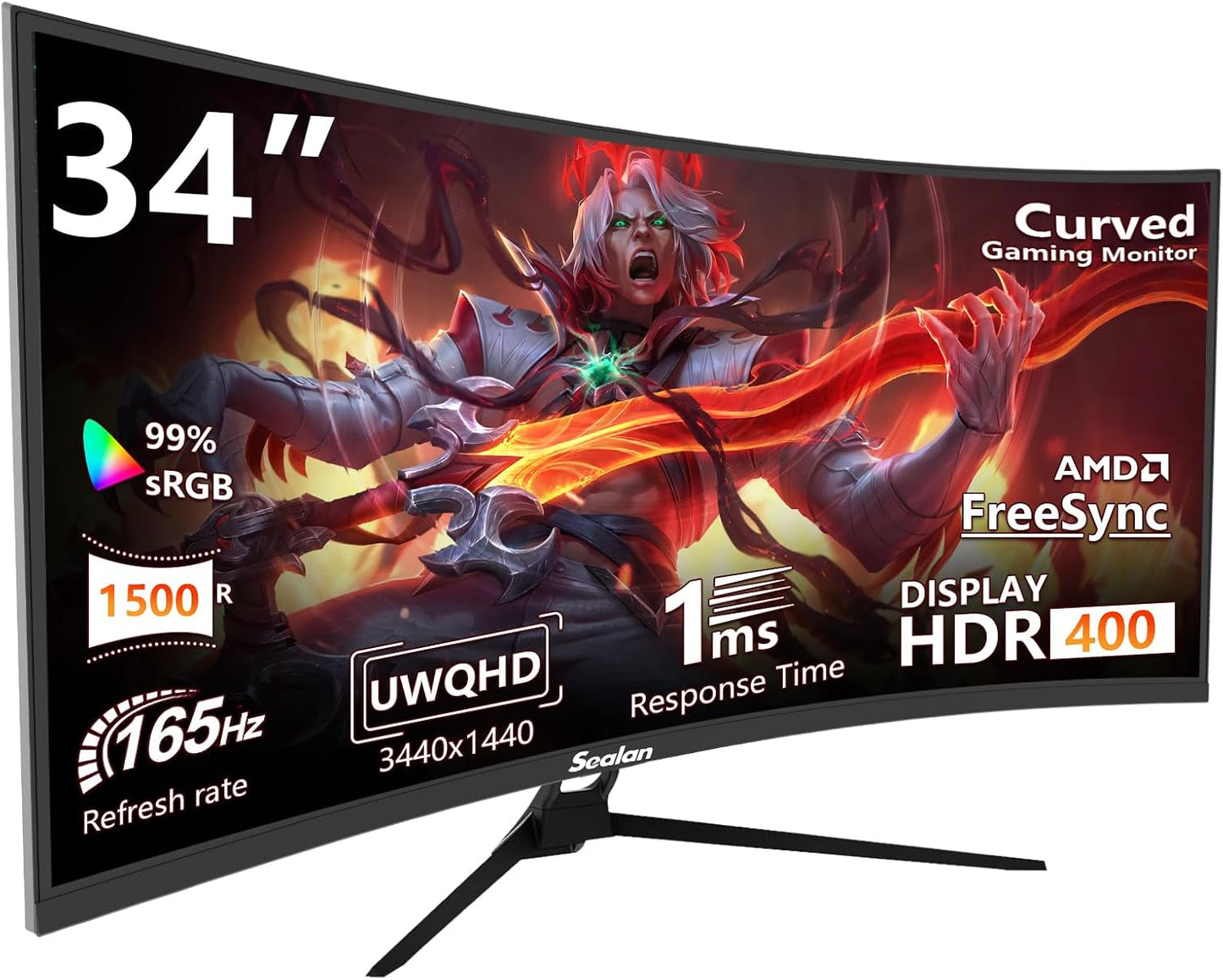 Immersive Gaming Bliss: 34 Curved Monitor 165Hz HDR