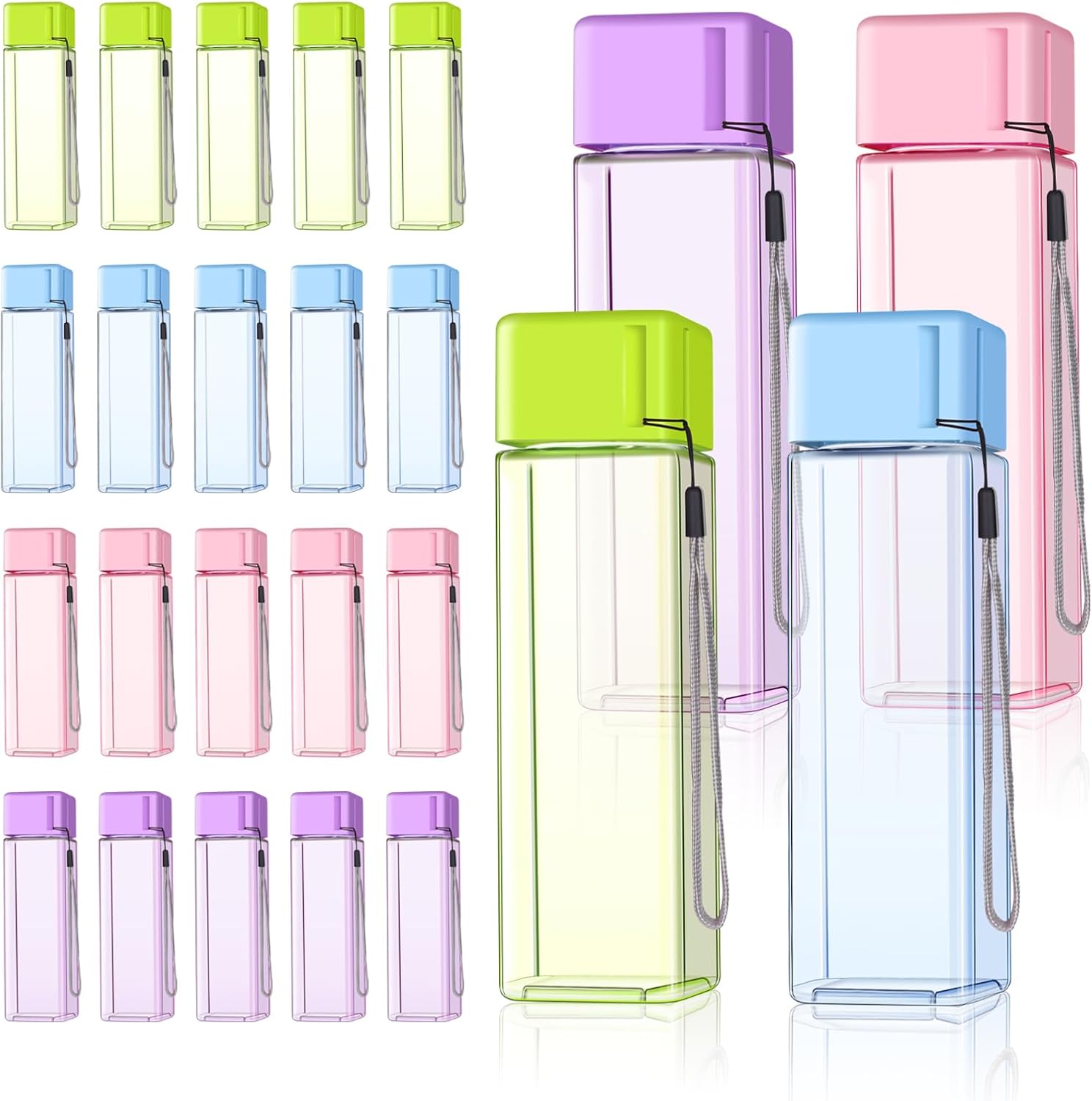 24Pcs Reusable Plastic Water Bottles for Gym and Outdoor Use