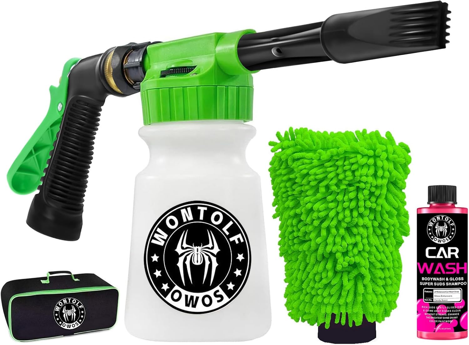 Car Wash Foam Gun Kit with Soap and Mitt for Easy Cleaning