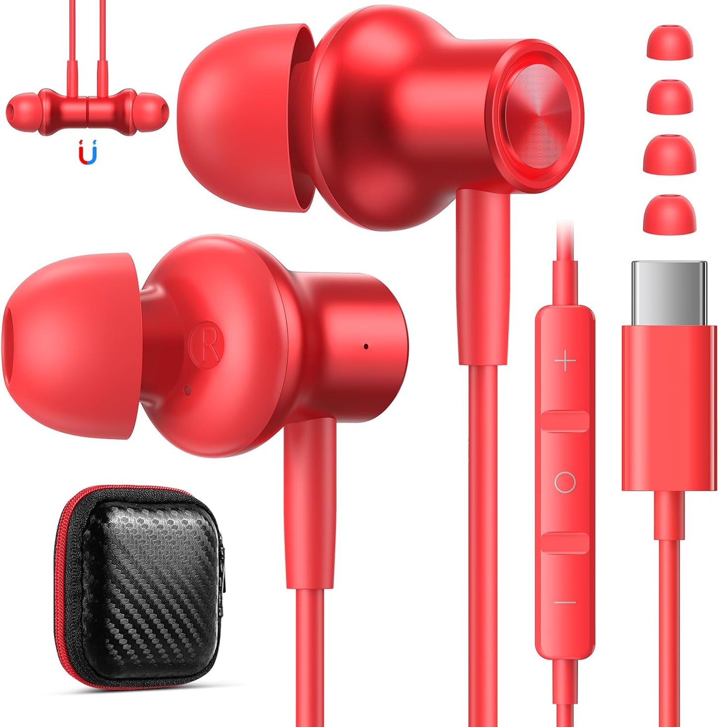 USB C Earbuds with Mic & Noise Canceling - Jelanry