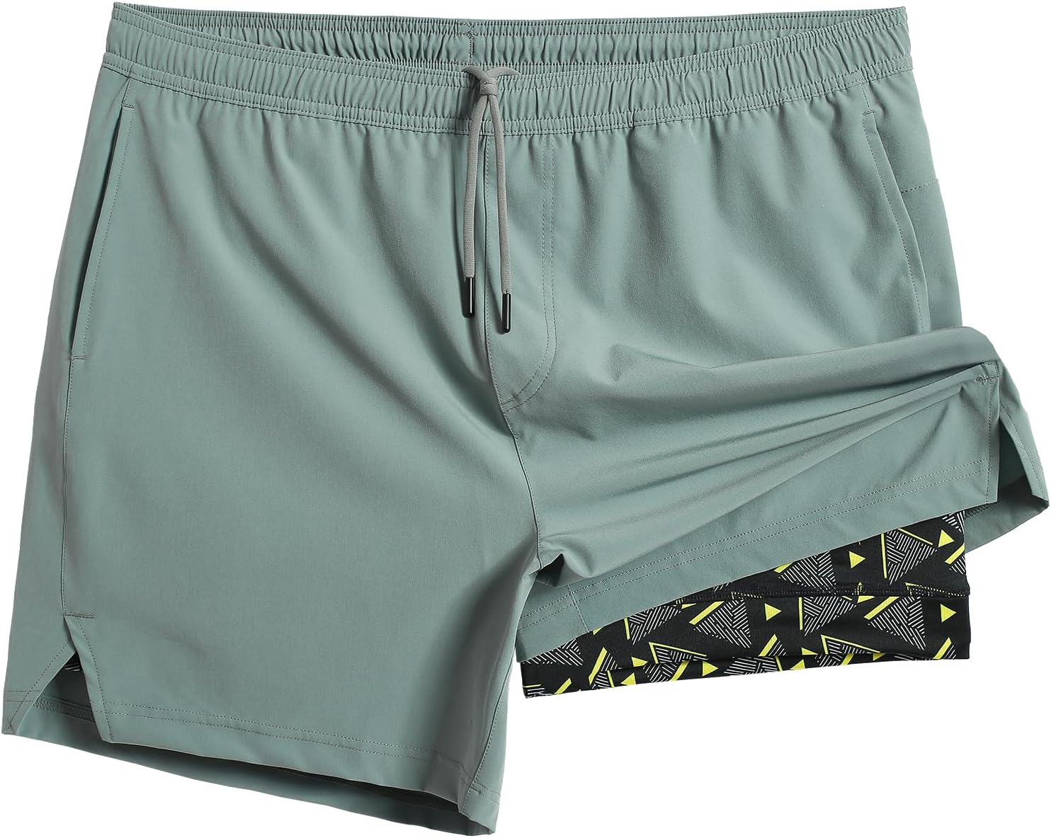 maamgic Mens 5in Gym Running Shorts for Men 2 in 1 Quick Dry