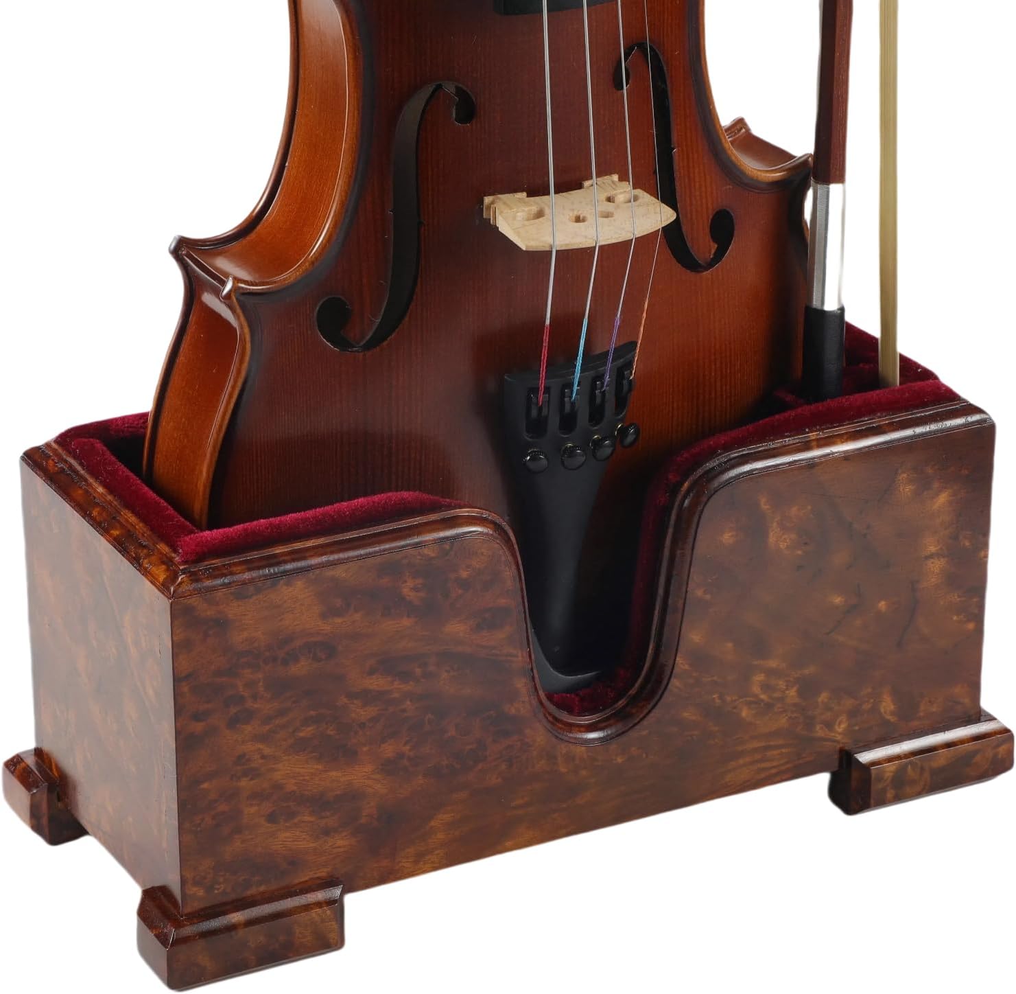 Wooden Violin Holder Stand with Velvet Protection for Display