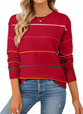 SHEWIN Womens Crew Neck Striped Sweater - Soft, All-Season Fit