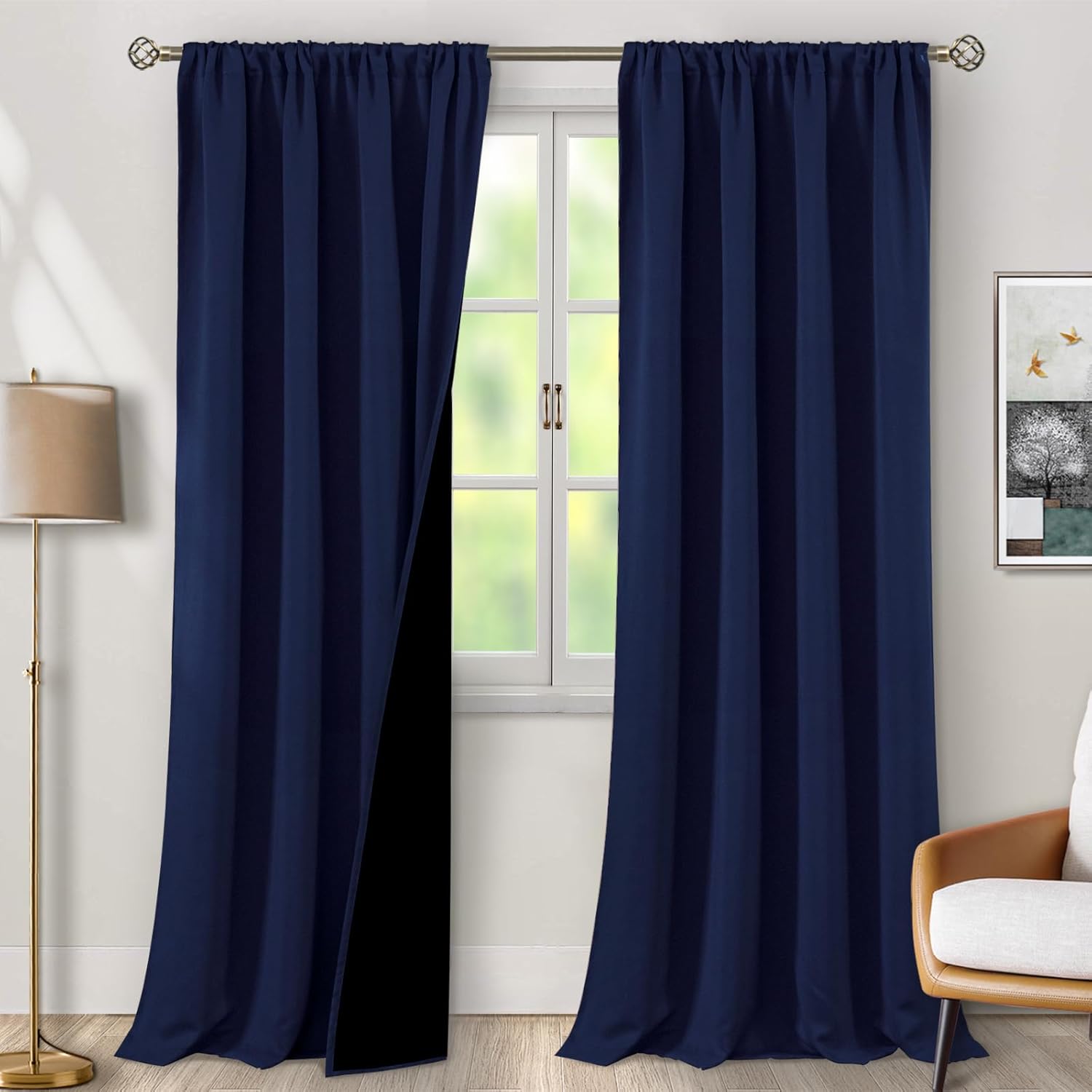 BGment Navy Blue Blackout Curtains for Living Room 95 Inch Long