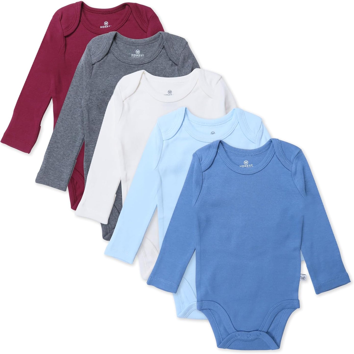 HonestBaby Organic Cotton Long Sleeve Bodysuits for Baby Boys