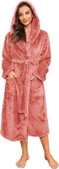 HEARTNICE Womens Hooded Fleece Robe - Thick Plush Warm House Coat