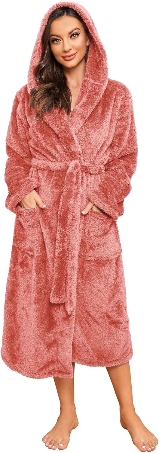 HEARTNICE Womens Hooded Fleece Robe for Ultimate Comfort