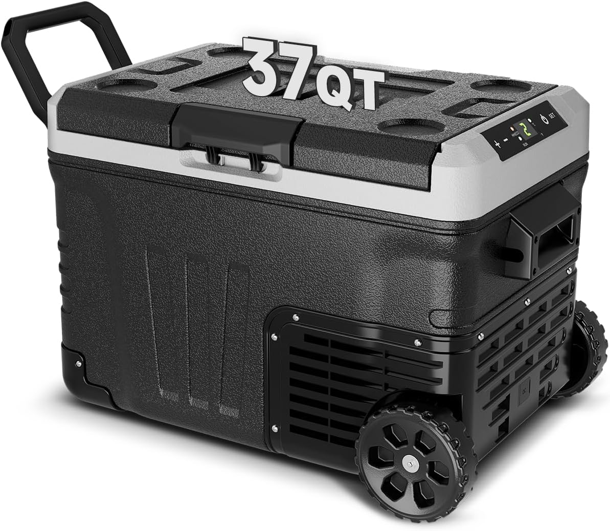 Portable 12V Refrigerator - 37 Quart Electric Cooler for Travel