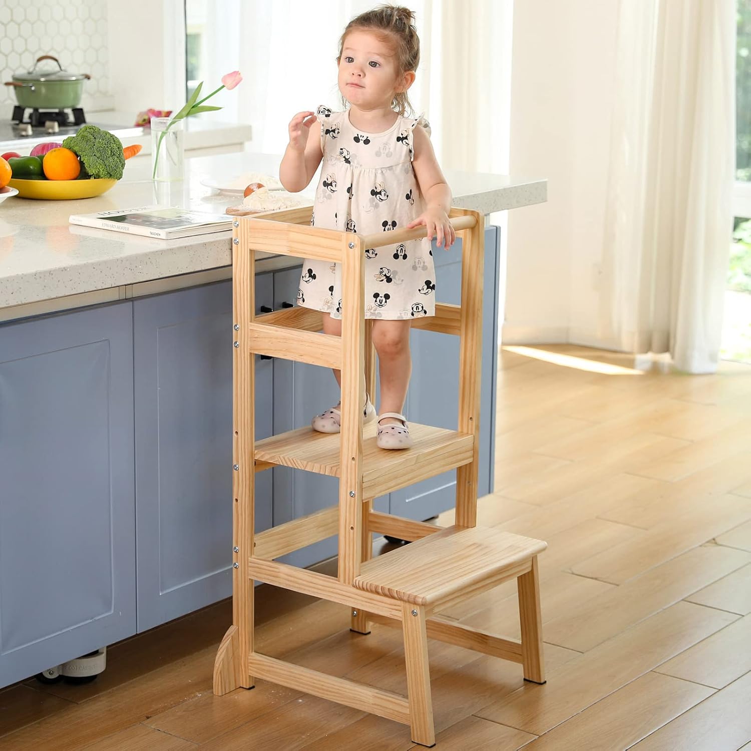 Adjustable Height Kitchen Step Stool for Kids Learning Fun