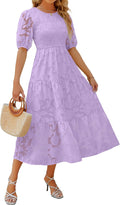 ZESICA Women's Summer Short Puff Sleeve Floral Maxi Dress