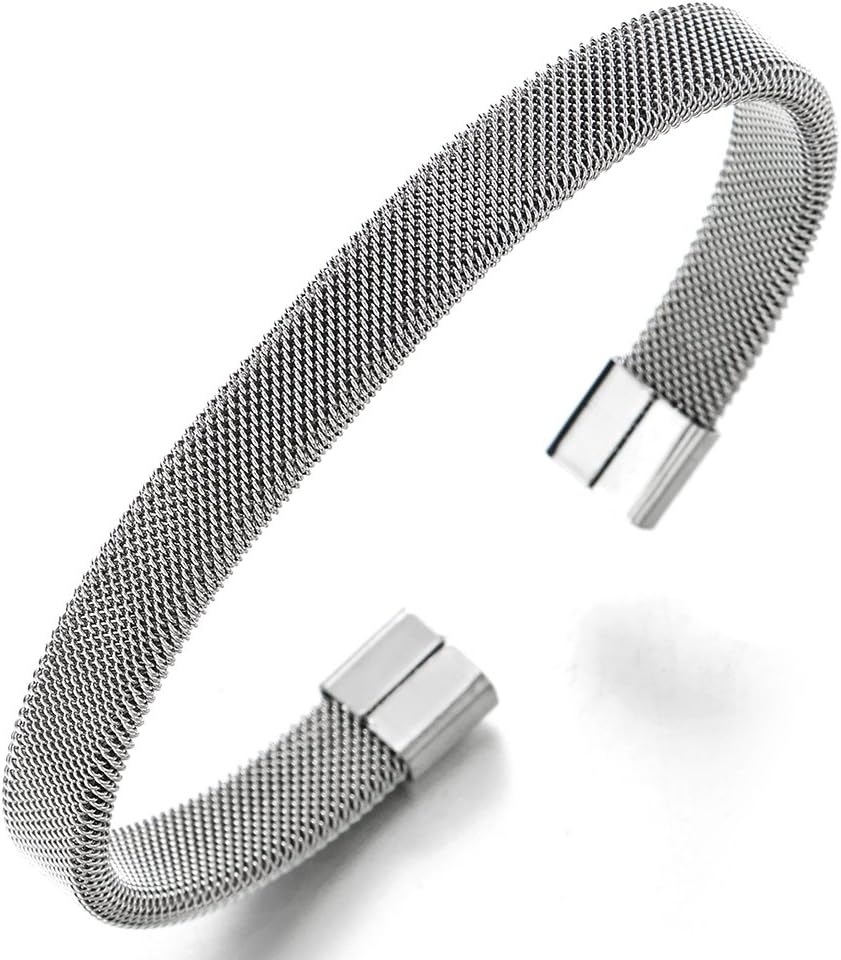 Adjustable Stainless Steel Mesh Bangle - Unisex Style