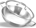 13 in Tri-Ply Stainless Steel Wok Pan with Lid - Even Heat