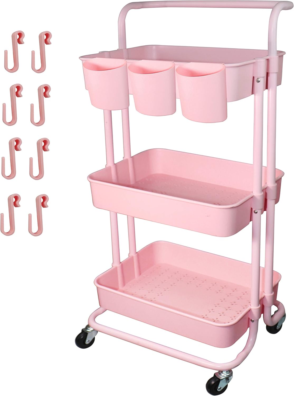 3 Tier Utility Rolling Cart for Home Kitchen Bathroom Storage