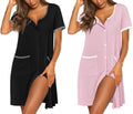 Ekouaer Nightgowns for Women 2 Pack Button Down Sleep (Style DKF9)