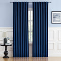 DUALIFE Navy Thermal Insulated Blackout Curtains 52 by 84 in - Room