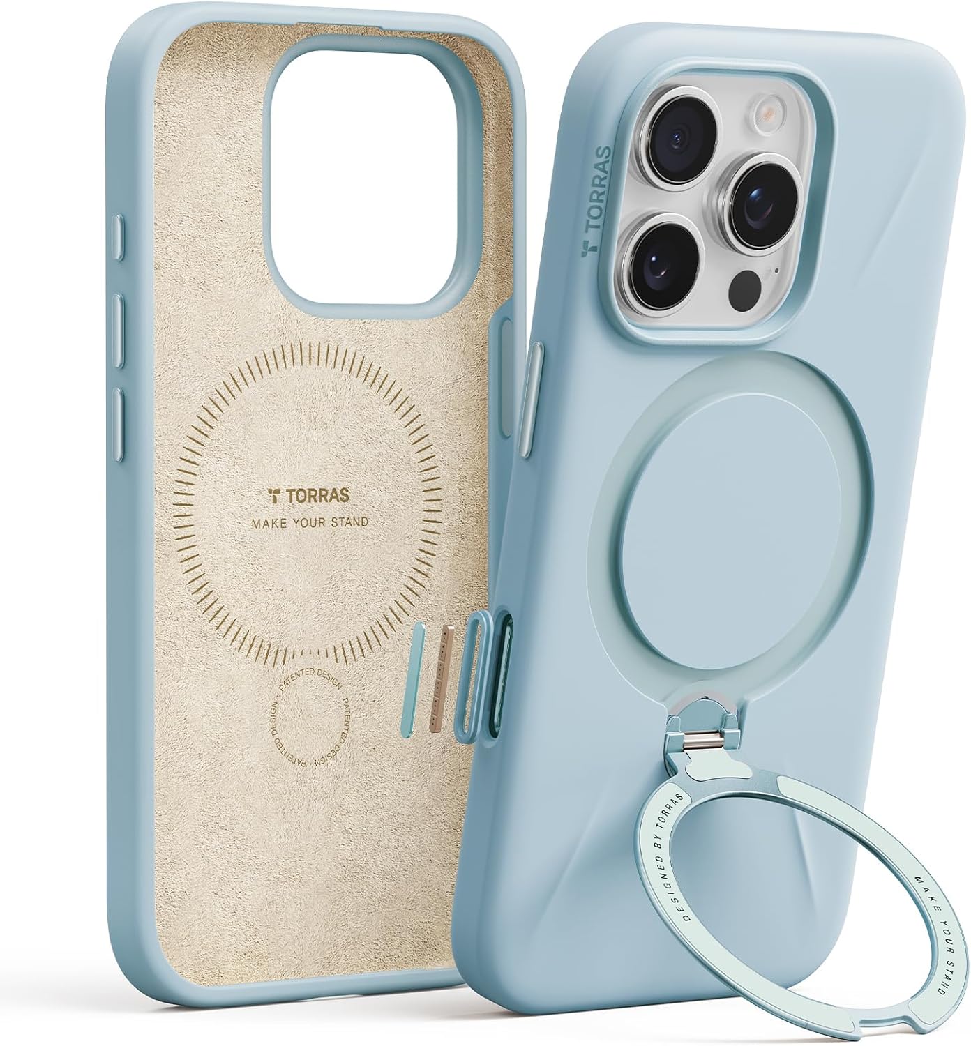 TORRAS Magnetic iPhone 16 Pro Max Case with 360 Ring Stand