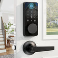 Fingerprint Door Lock Set Keyless Entry with 2 Lever Handles - Fast