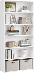 Cloud White 6-Tier Bookshelf - Slim Open Storage Bookcase