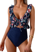 One Piece Swimsuit for Women Tummy Control Ruffle V Neck