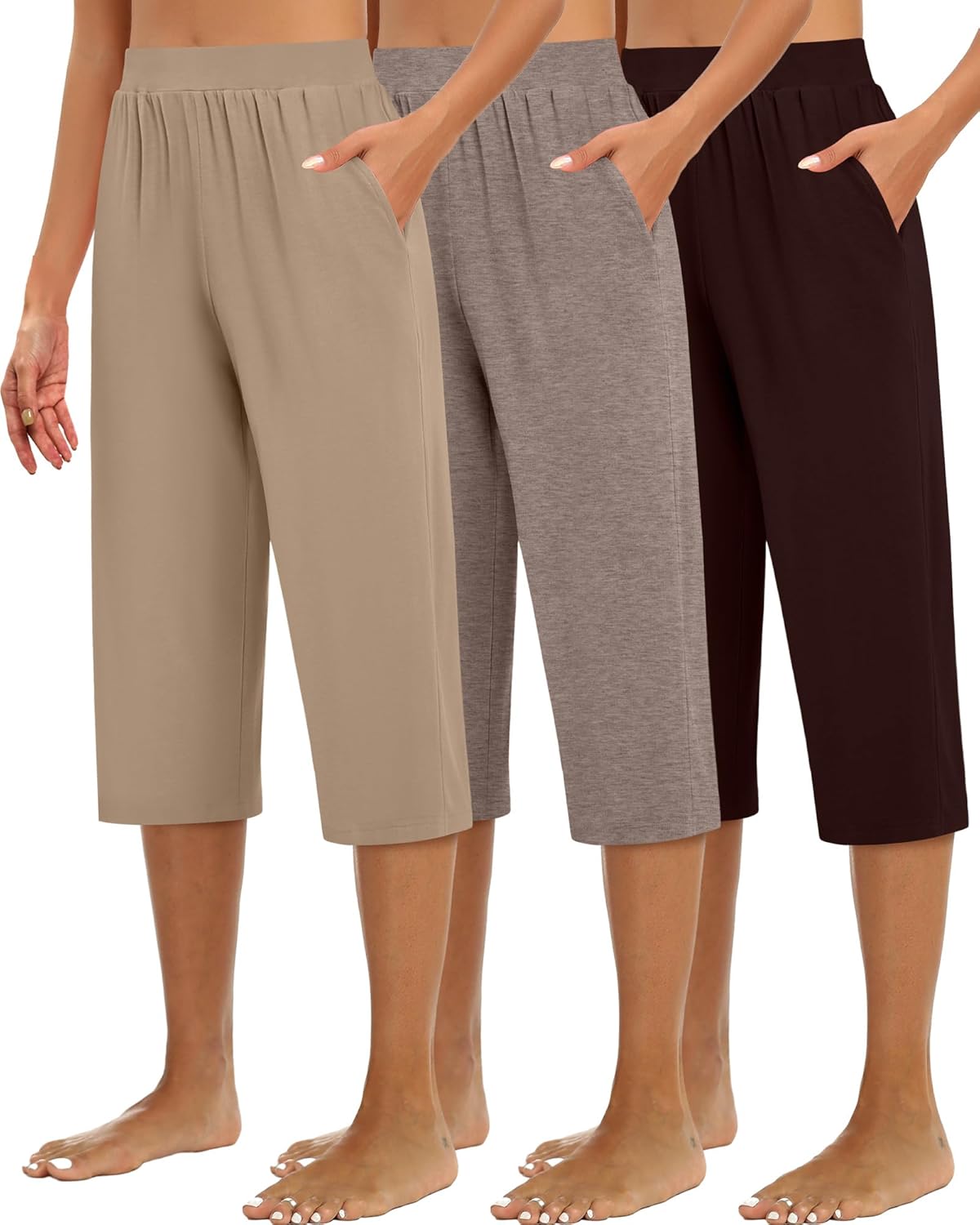 Huukeay Women's Capri Sweatpants: Cozy Wide Leg Cropped Pants