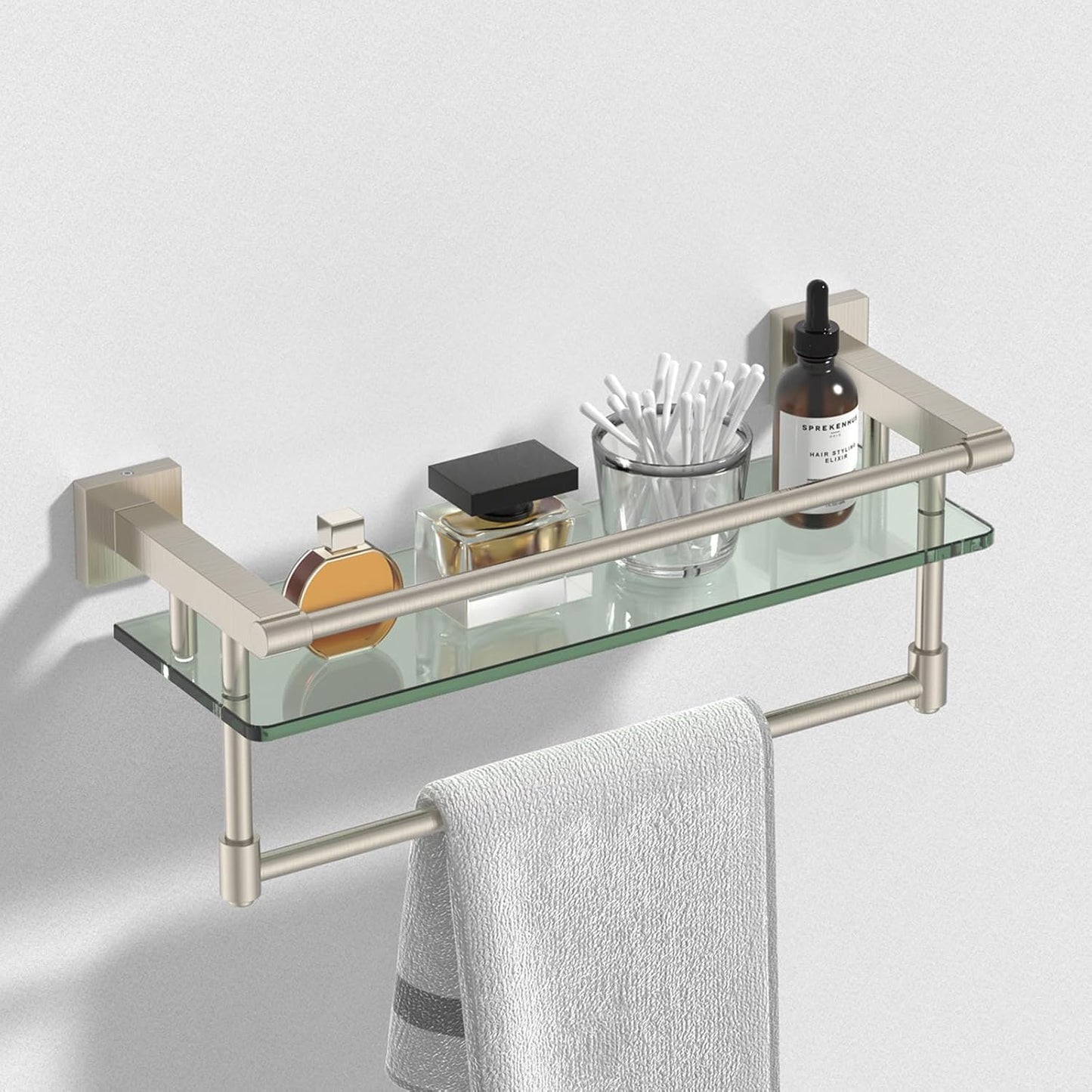 16in Glass Shelf with Towel Bar by SFGSOWOR for Home