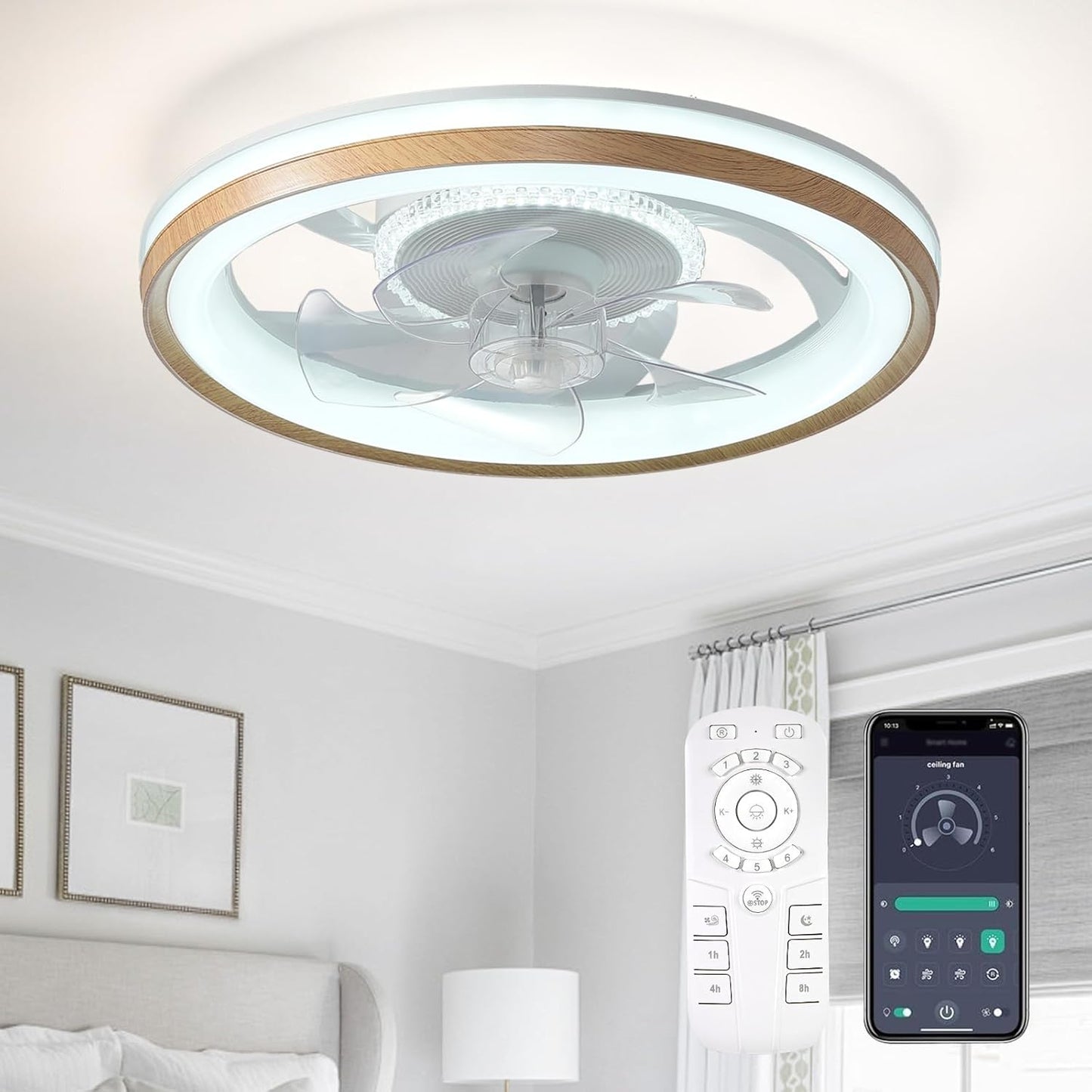 Ceiling Fan with Light and Remote for Small Rooms and Bedrooms