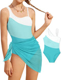 Girl's One Piece Swimsuits with Color Block Cutout Design
