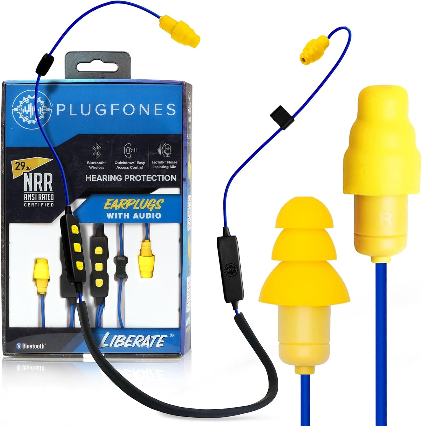 Plugfones Liberate 2.0 Wireless Bluetooth Noise Reducing Earbuds