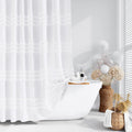 Extra Wide White Tufted Chenille Shower Curtain 108x72 in - Waterproof