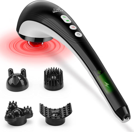 Snailax Cordless Handheld Back Massager with Heat for Relief