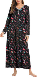 Ekouaer Women's Long Sleeve Nightgown Full Length - Comfortable Design