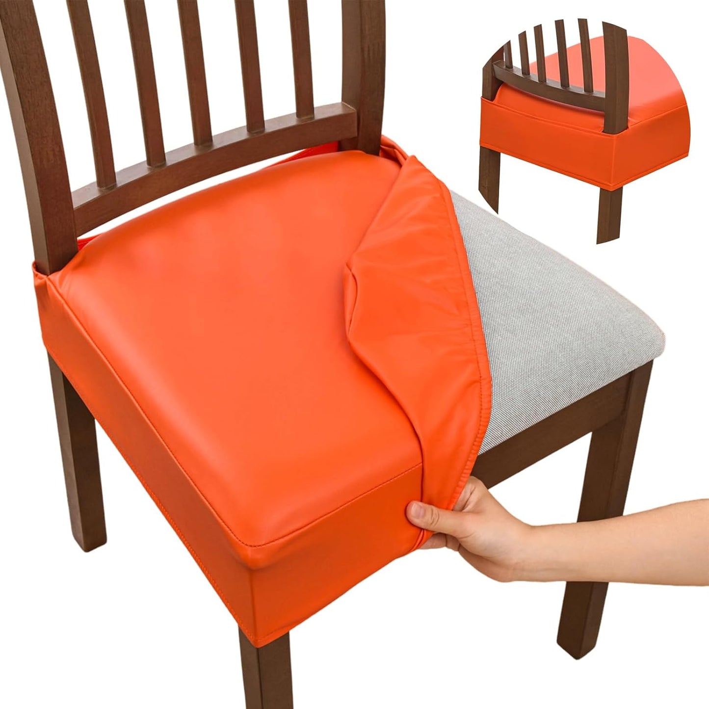 PU Leather Dining Chair Covers Set of 6, Waterproof & Stylish