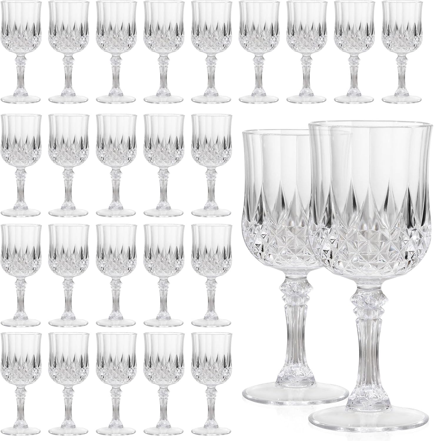 24 Pcs Unbreakable Clear Plastic Wine Glasses for Every Celebration