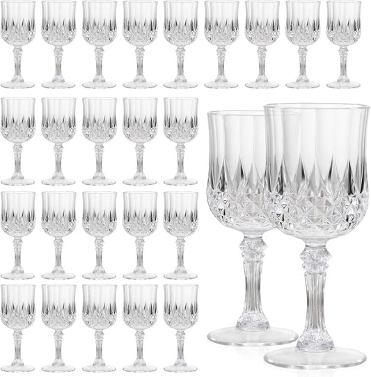 24 Pcs Unbreakable Clear Plastic Wine Glasses for Every Celebration