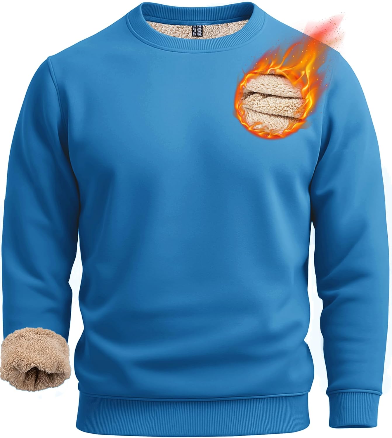Boladeci Men's Heavyweight Sherpa Lined Crewneck Sweatshirt