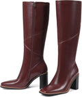 Womens Knee High Waterproof Leather Boots - Wide Calf Zip Up