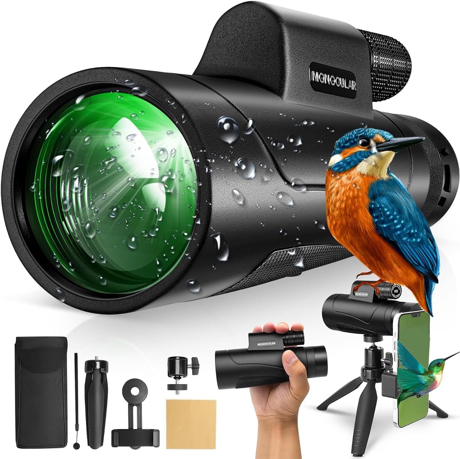 80x100 Monocular Telescope for Bird Watching and Outdoor Use