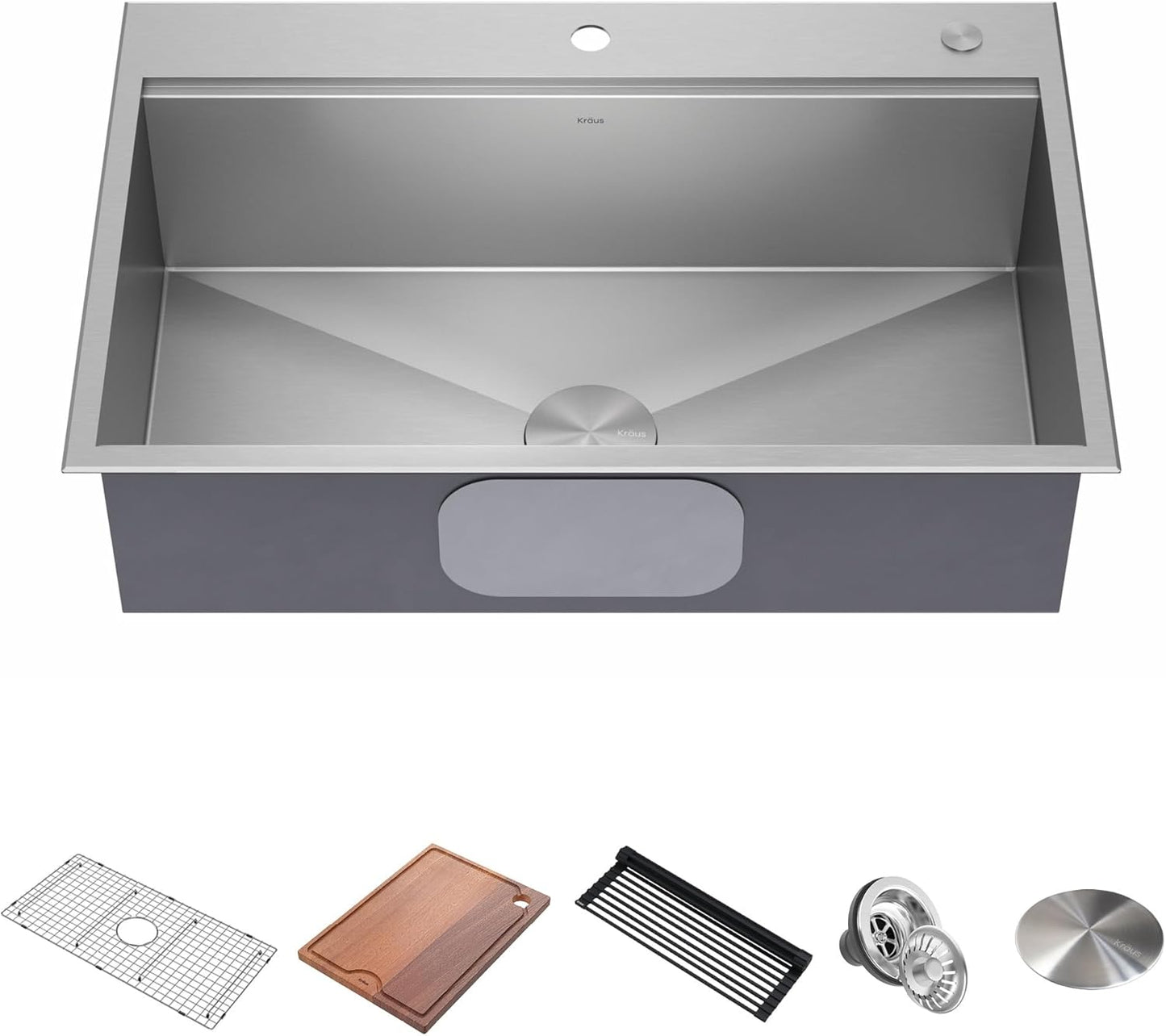 KRAUS Kore 33-in Drop-In Workstation Stainless Steel Sink