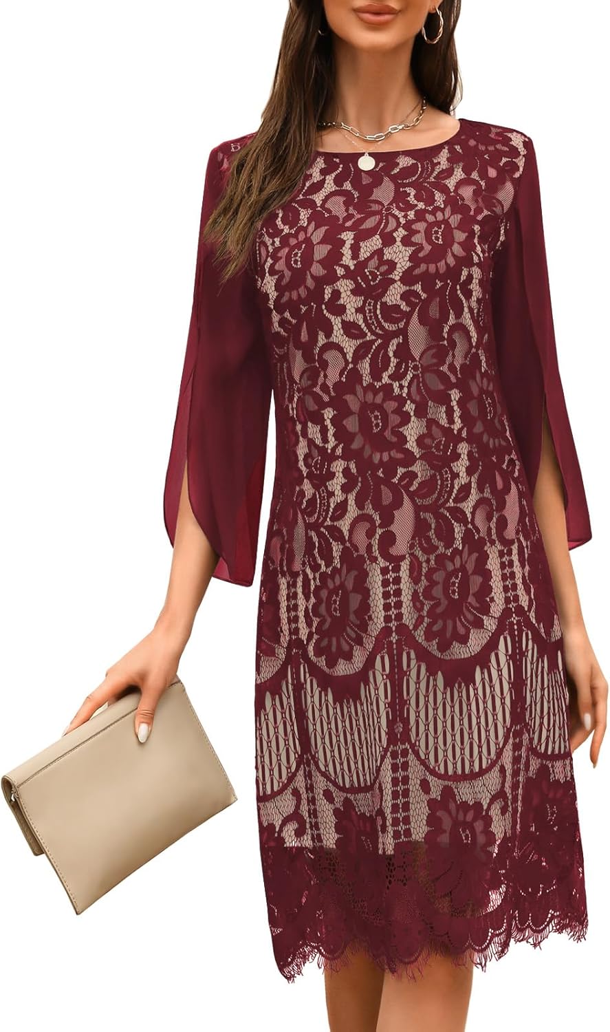 Elegant Wedding Guest Cocktail Dresses for Women - Lace Sequin