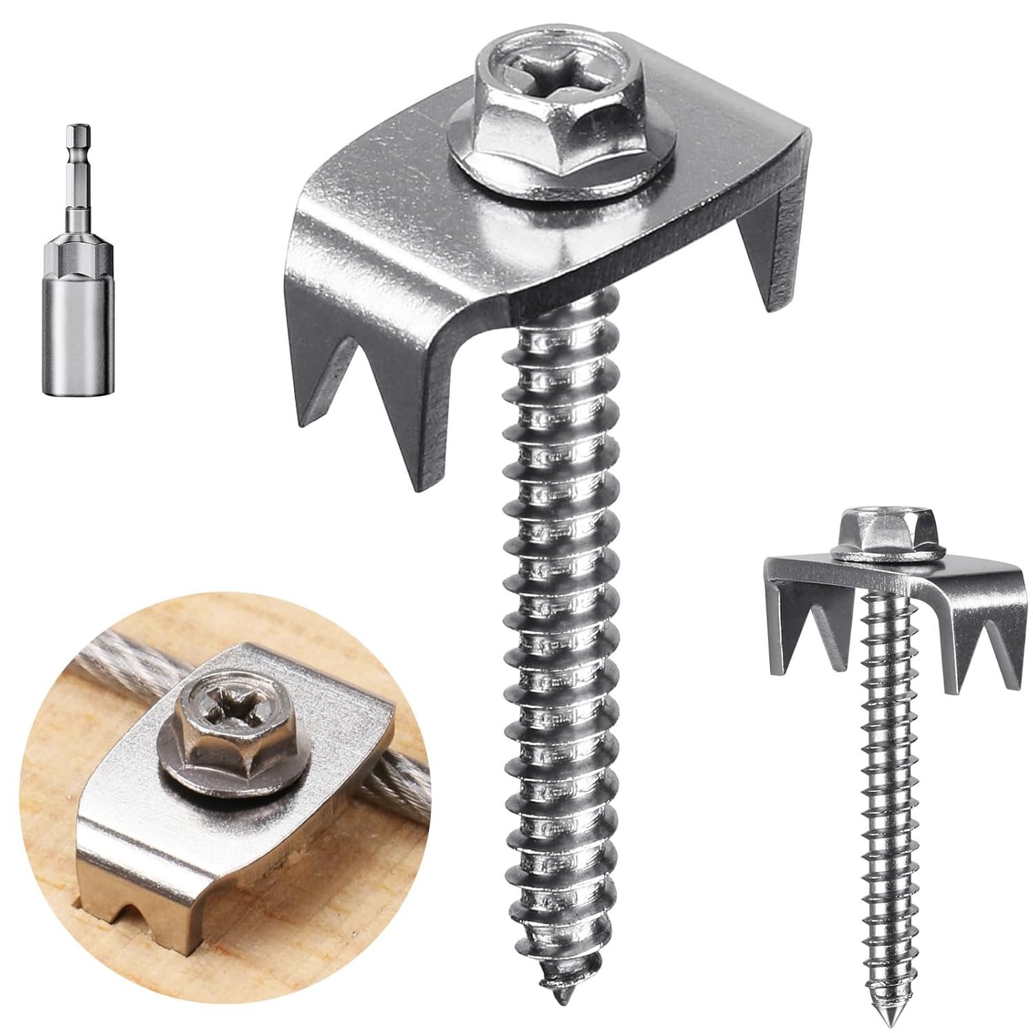 SELEWARE 200 Pcs Stainless Steel Fence Staples for Fencing