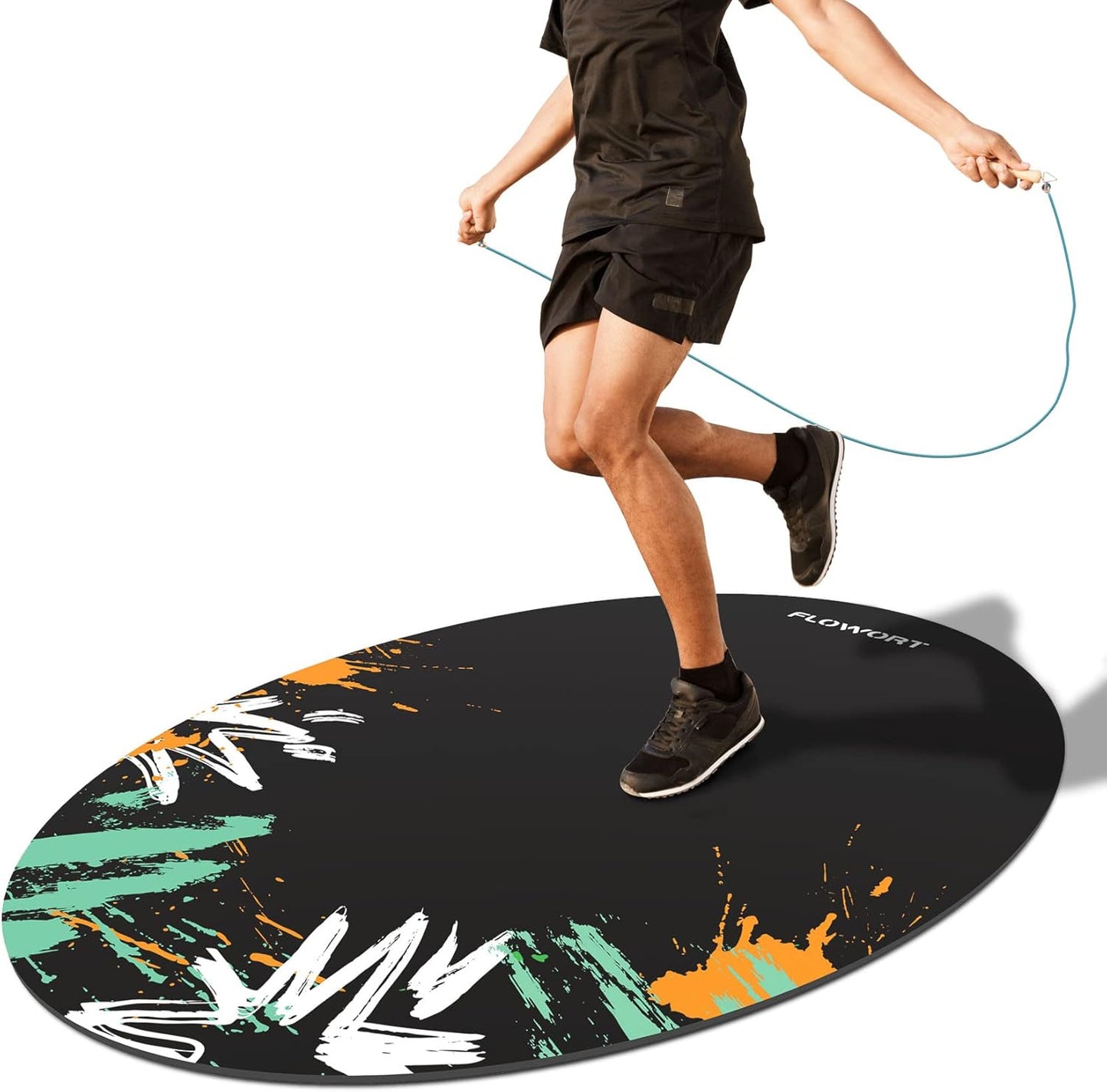 Cheete Jump Rope Mat Large Rubber Exercise Mat for Home Gym
