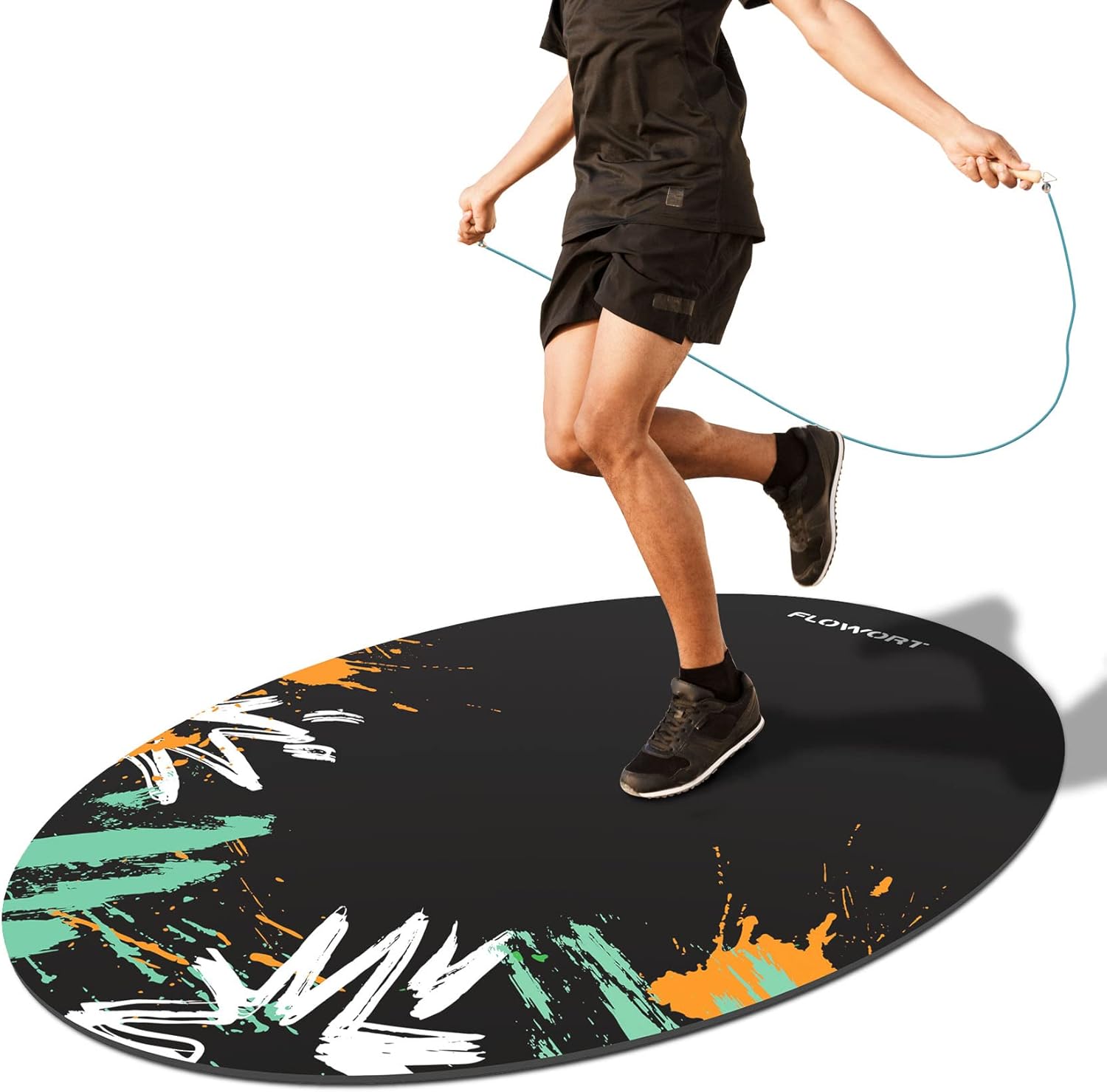 Cheete Jump Rope Mat Large Rubber Exercise Mat for Home Gym