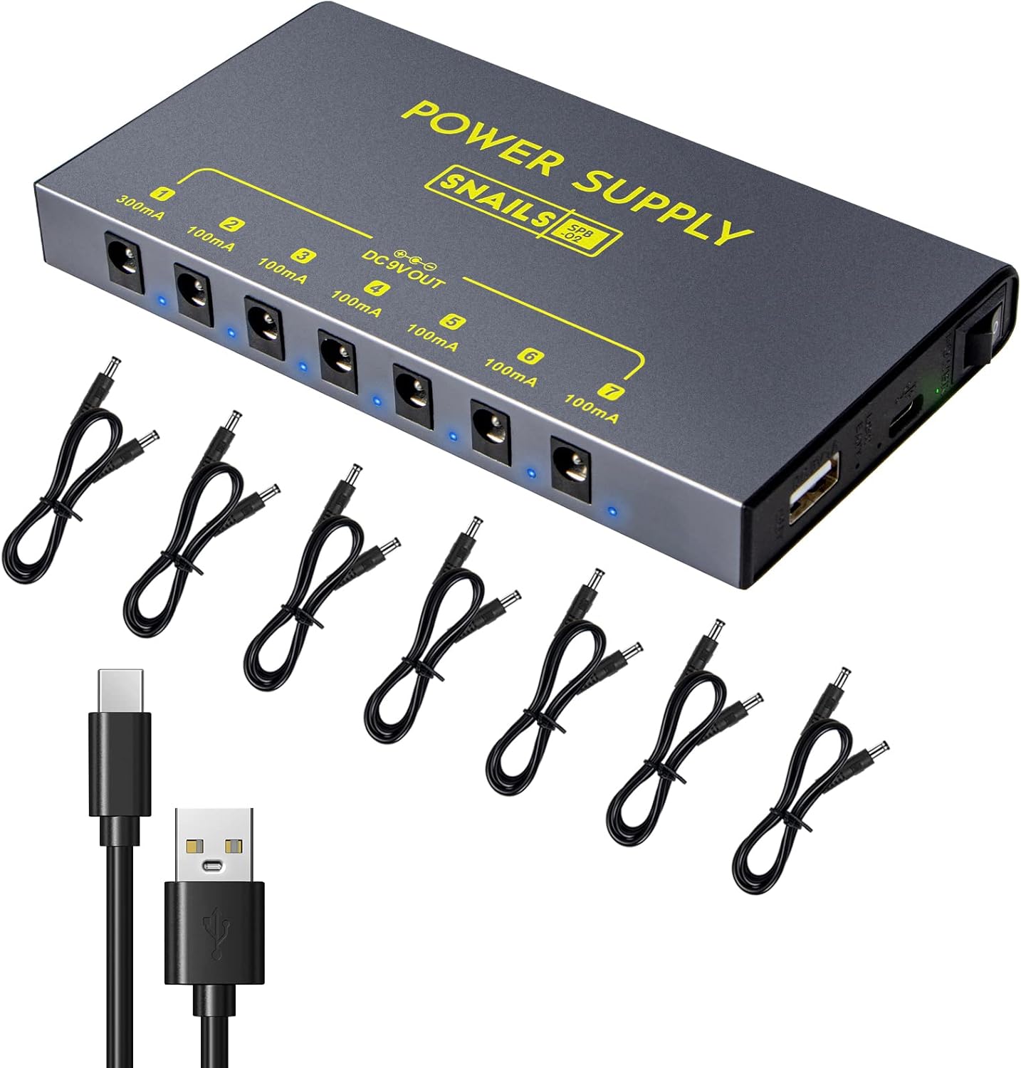 Portable Guitar Pedal Power Supply with 7 Isolated Outputs