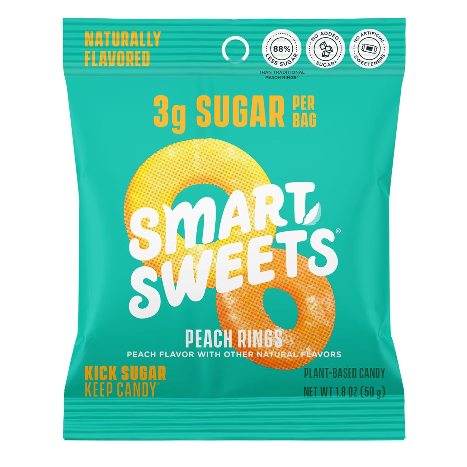 SmartSweets Peach Rings - Low Sugar Gummy Candy Delight