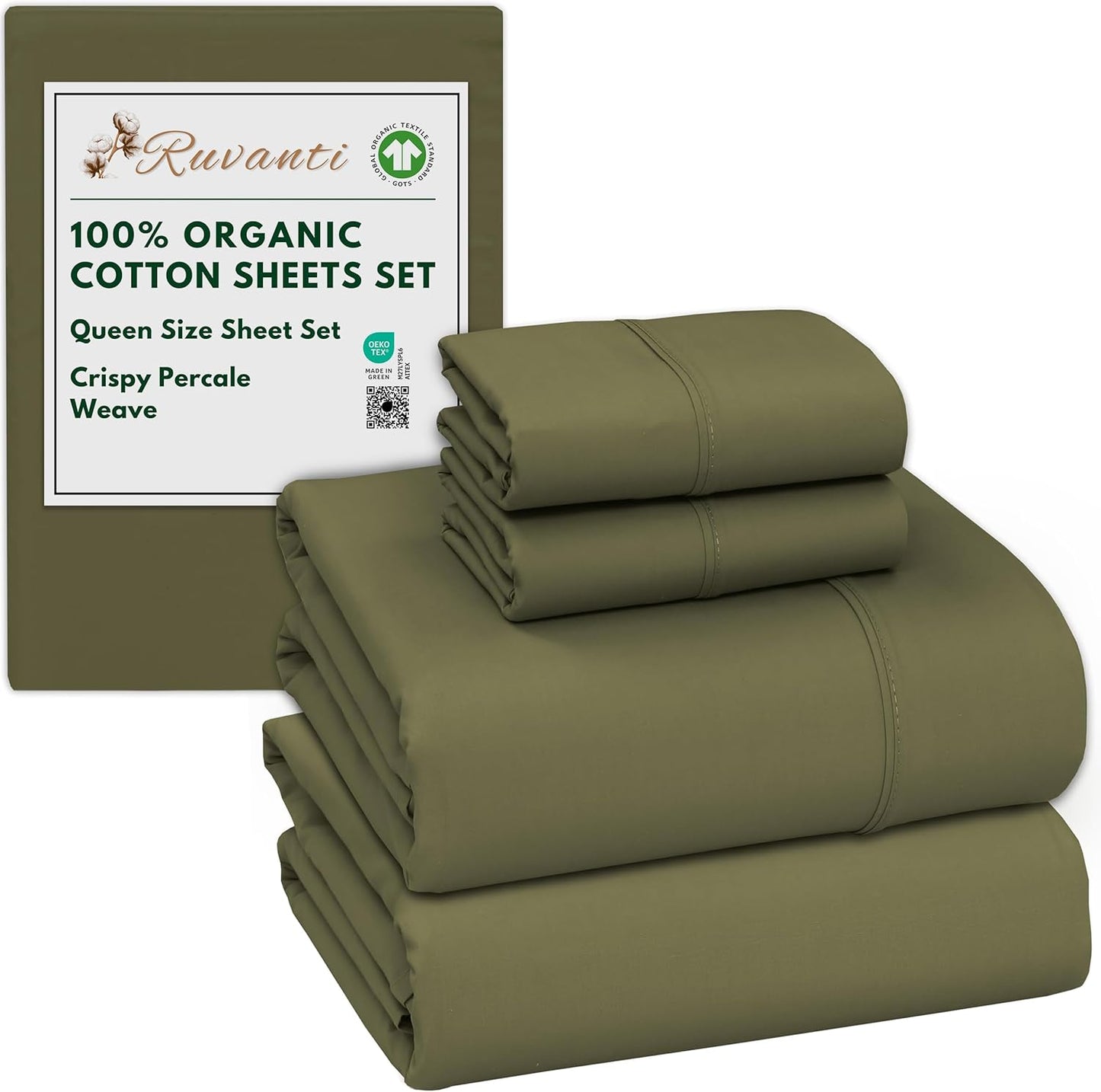 100% Organic Cotton Queen Sheets Set for Crisp Comfort