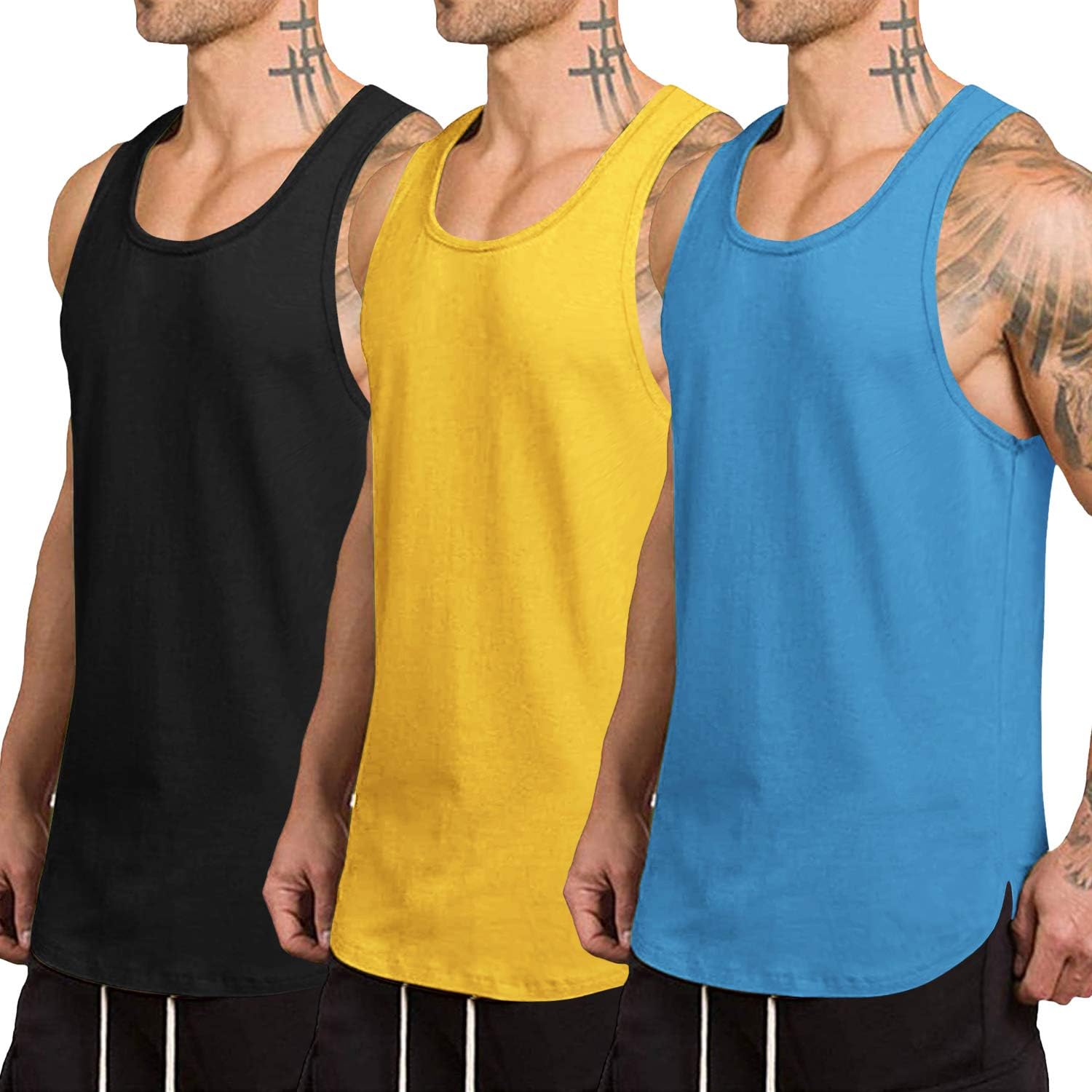 COOFANDY Men's Quick Dry Workout Tank Top 3 Pack for Fitness