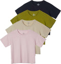 Women's Cotton Crop Tops 4 Pack - Casual Short Sleeve Essentials