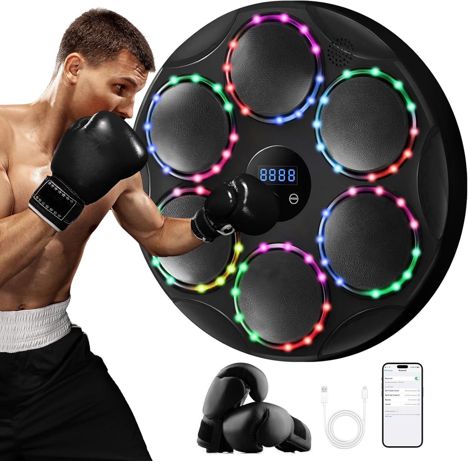 MECAPO Boxing Machine - Smart Bluetooth, 9 Modes, LED Display