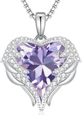Angel Wings Necklace for Women with June Birthstone - Heart Pendant