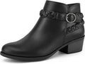 mysoft Women's Ankle Boots Low Chunky Heel Round Toe Wide Width easy